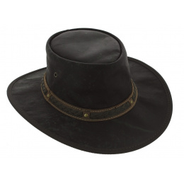 Squashy Black Kangaroo Leather Hat - Barmah