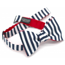 Striped Cotton Reverse Bow Tie - Le Coq En Pap