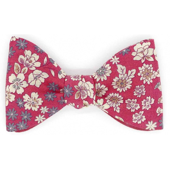 Reversible Raspberry Red Floral Bow Tie - Le Coq En Pap