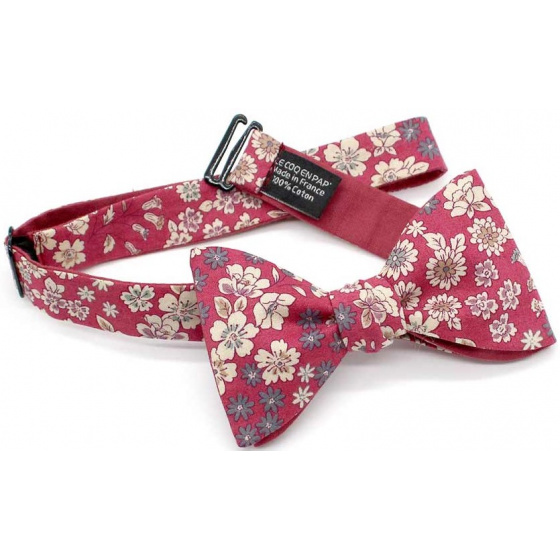 Raspberry Red Floral Reversible Bow Tie - Le Coq En Pap Raspberry Red Floral Reversible Bow Tie - Le Coq En Pap