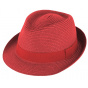 Red Paper Straw Trilby Hat - Traclet