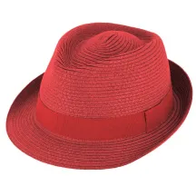 Chapeau Trilby Paille Papier Rouge - Traclet Reference : 17742| Chapellerie Traclet