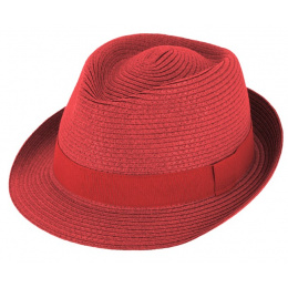 Red Paper Straw Trilby Hat - Traclet