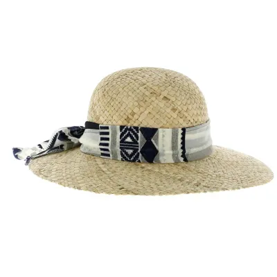 Capeline Ruban Graphique Paille Naturelle- Traclet