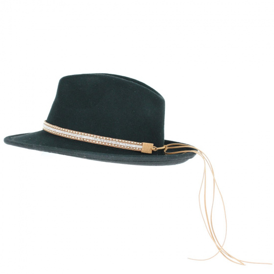Chapeau Fedora Feutre Laine Noir Imperméable - Traclet Chapeau Fedora Feutre Laine Noir Imperméable - Traclet