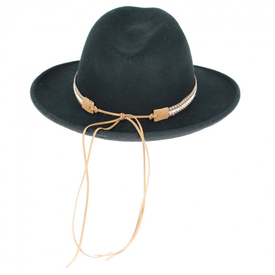 Chapeau Fedora Feutre Laine Noir Imperméable - Traclet Chapeau Fedora Feutre Laine Noir Imperméable - Traclet