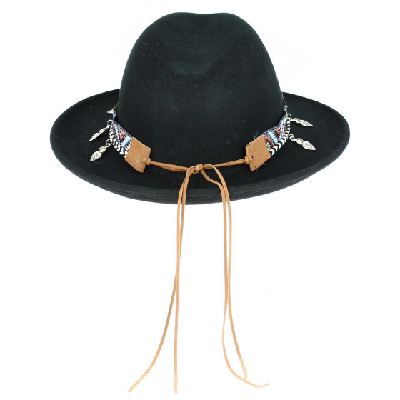 Fedora Hat Felt Wool Aztec Black Waterproof - Traclet