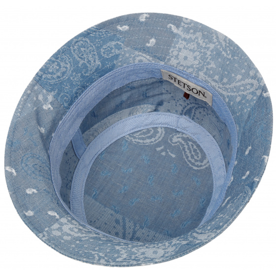 Gaston Cotton & Linen Blue Bucket Hat UPF 40+ - Stetson