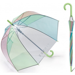 Multicolored Transparent Bell Curved Green Umbrella - Esprit