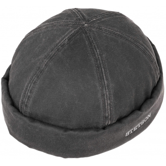 Winter Docker Beanie Aged Cotton Black - Stetson Winter Docker Beanie Aged Cotton Black - Stetson