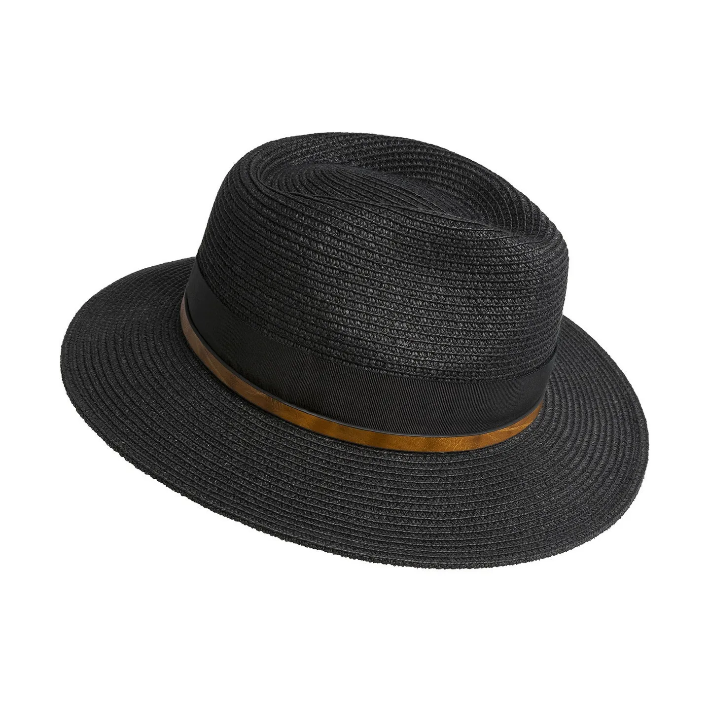 Chapeau Fédora Denney Paille Papier Noir- Bailey Reference : 9308 | Chapellerie Traclet