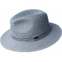Blue Paper Straw Hester Fedora Hat - Bailey