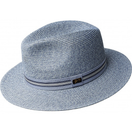 Blue Paper Straw Hester Fedora Hat - Bailey