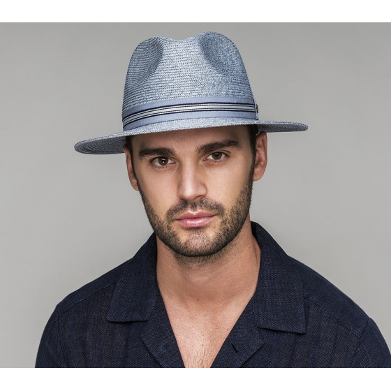 Blue Paper Straw Hester Fedora Hat - Bailey