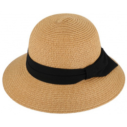 Lavandou Camel Paper Straw Foldable Cloche Hat - Traclet