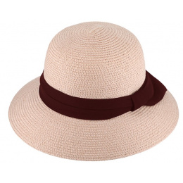 Chapeau Cloche Lavandou Paille Papier Saumon - Traclet