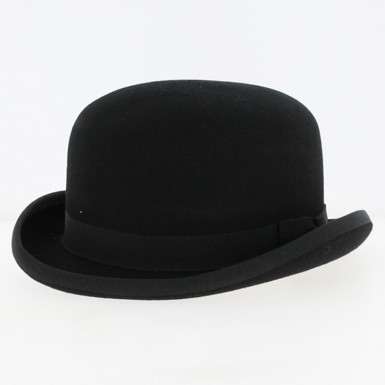 Black Wool Felt Melon Hat - Traclet