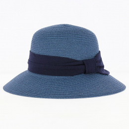 Blue Paper Straw Lavandou Cloche Hat - Traclet