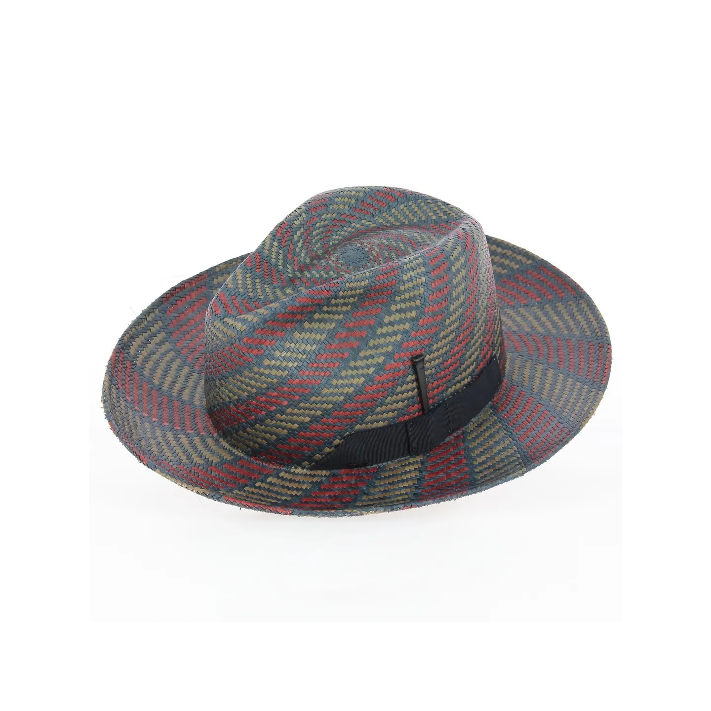 Chapeau Fedora Paille Panama Rouge et Or - Bailey