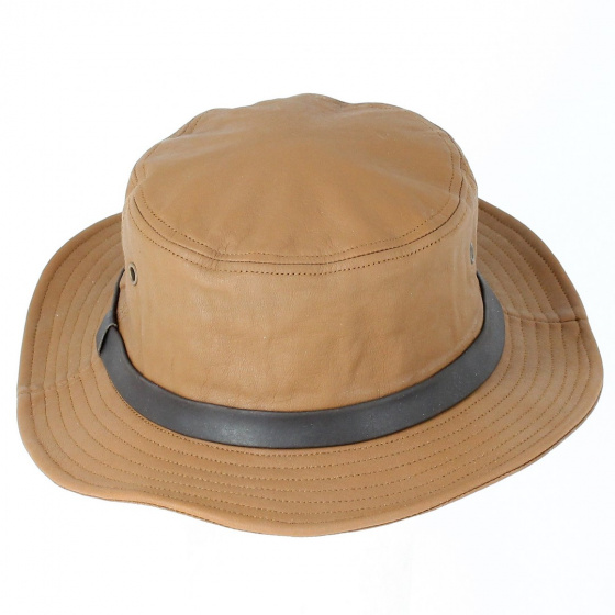 Kirwee Sheepskin Leather Hat in Taupe - Aussie Apparel Kirwee Sheepskin Leather Hat in Taupe - Aussie Apparel