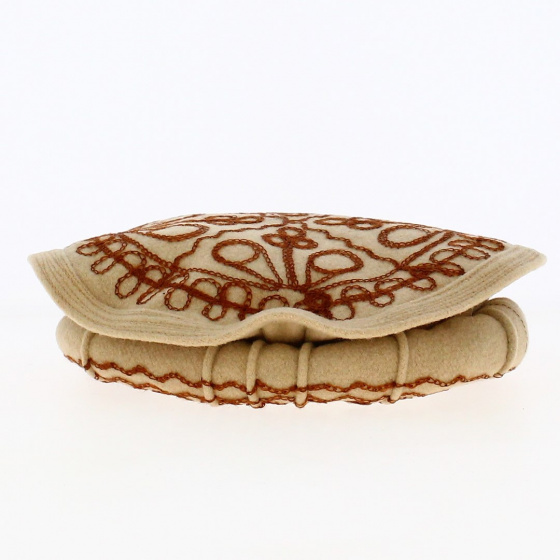 Women's Pakol Embroidered Beige Wool - Traclet
