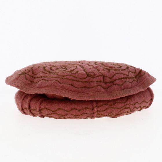 Pakol Femme Brodé Laine vieux rose - Traclet