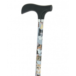 Adjustable Aluminum Cane with Cat Pattern - Fayet