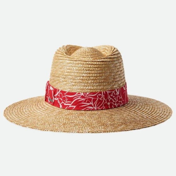 Joanna Wide Brim Natural Straw Traveller Hat Aloha - Brixton