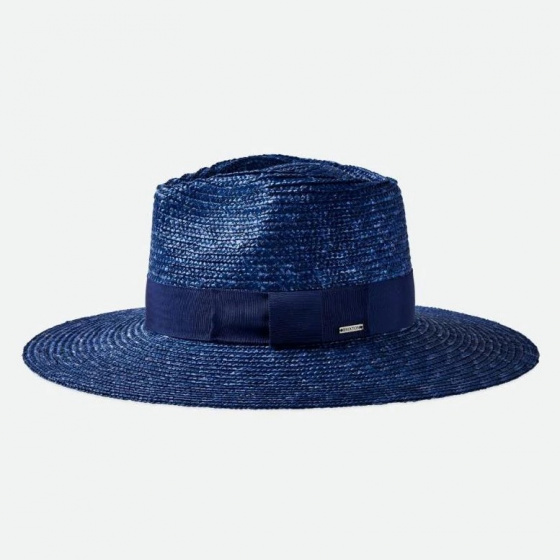 Chapeau Traveller Larges Bords Joanna Paille Naturelle Bleu - Brixton