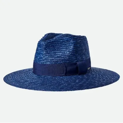 Chapeau Traveller Larges Bords Joanna Paille Naturelle Bleu - Brixton