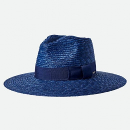 Traveller Hat Wide Brim Joanna Natural Straw Blue - Brixton