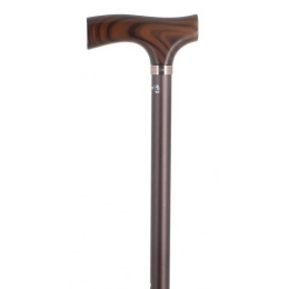 Aluminium adjustable cane with wooden handle - Fayet