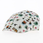 Paperino Flat Cap White Cotton Hawaiian Pattern - Traclet