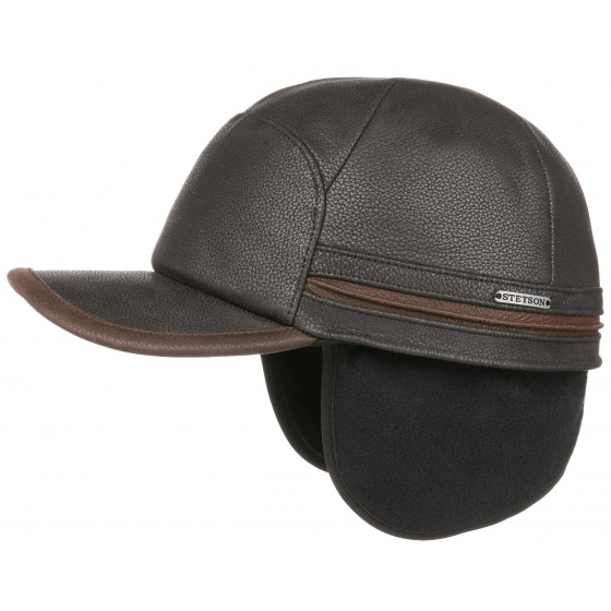 Byers Earflaps Leather Cap Black - Stetson