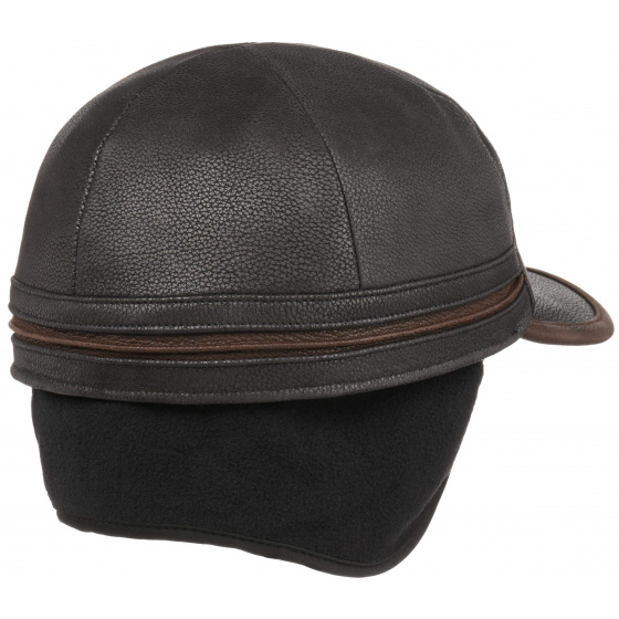 Stetson - Byers Earflaps Black Leather Cap