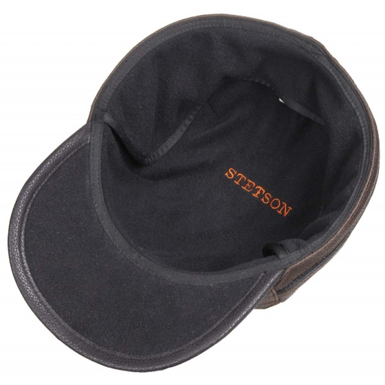 Brown Leather Byers Earflaps Cap - Stetson