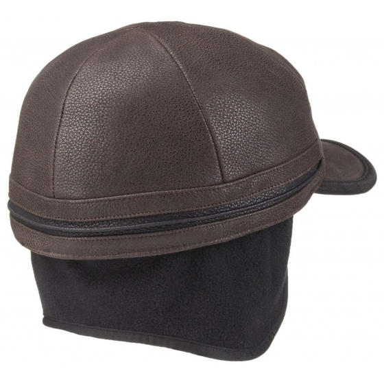 Brown Leather Byers Earflaps Cap - Stetson