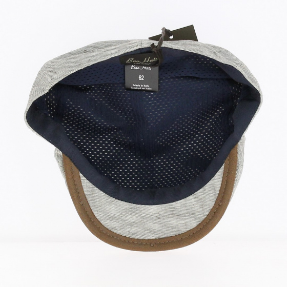 Beige Cotton Oxford Cap with Button - Traclet Beige Cotton Oxford Cap with Button - Traclet