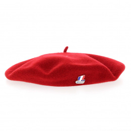 Red beret with XV de France Rugby pin - Laulhère