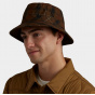 Brown Checkered Oilskin Cotton Rain Bucket Hat - Tilley