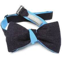 Nœud Papillon Bicolore Bleu marine et Bleu Lin Réversible - Le Coq En Pap Référence : 15363 |Chapellerie Traclet