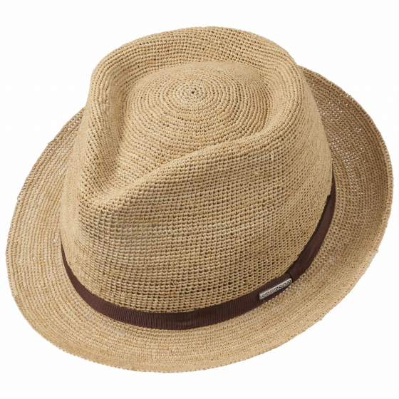 Stetson Mitchell Raffia Porkpie Player Hat - Brown