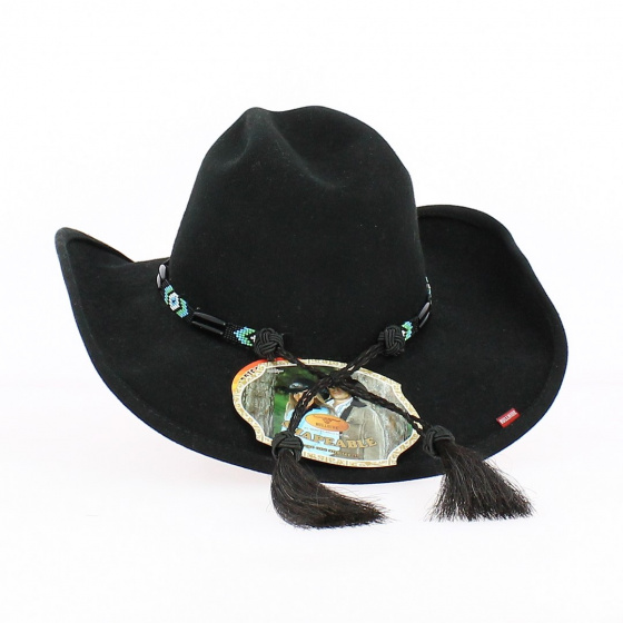 Black Felt Cowboy Hat Secret Message - Bullhide
