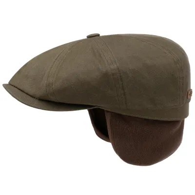 Hatteras Louvain Rain Cap Khaki Earflap - Stetson