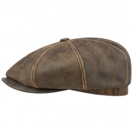 Hatteras Lambskin Leather Brown Cap - Stetson