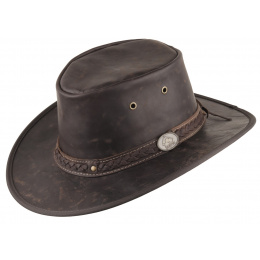 Brown Kangaroo Leather Hat - sundowner scippis - Traclet