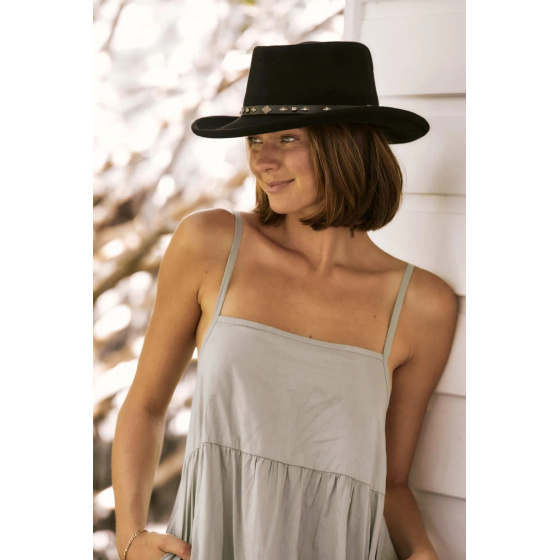 Black Wool Felt Gambler Hat