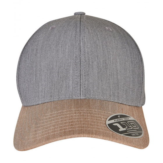 Grey and Khaki Polyester Baseball Cap - Flexfit Grey and Khaki Polyester Baseball Cap - Flexfit