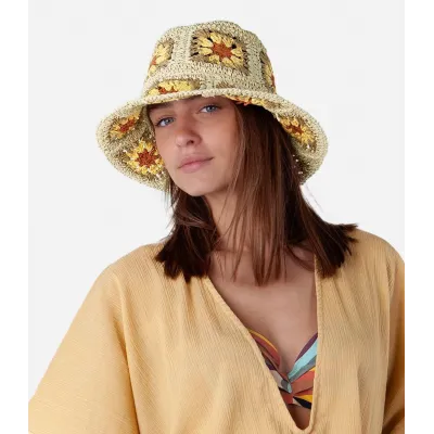 Capeline Fleur Paille Papier Beige - Barts
