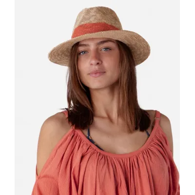 Chapeau Fedora Ponui Beige pailleté & Corail - Barts